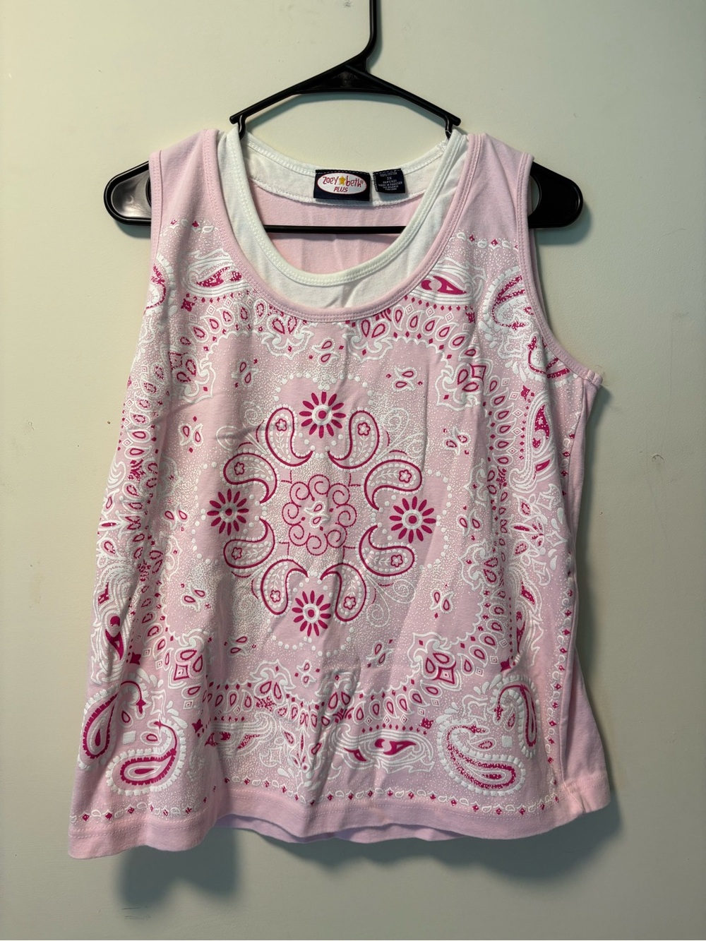 Light Pink Paisley Print Scoop Neck Tank Top